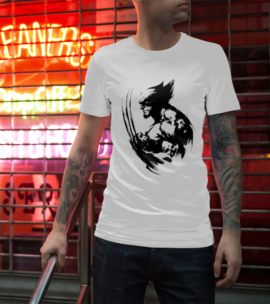 Mutant Inked Wolverine Claw Shadows Sketch T-Shirt