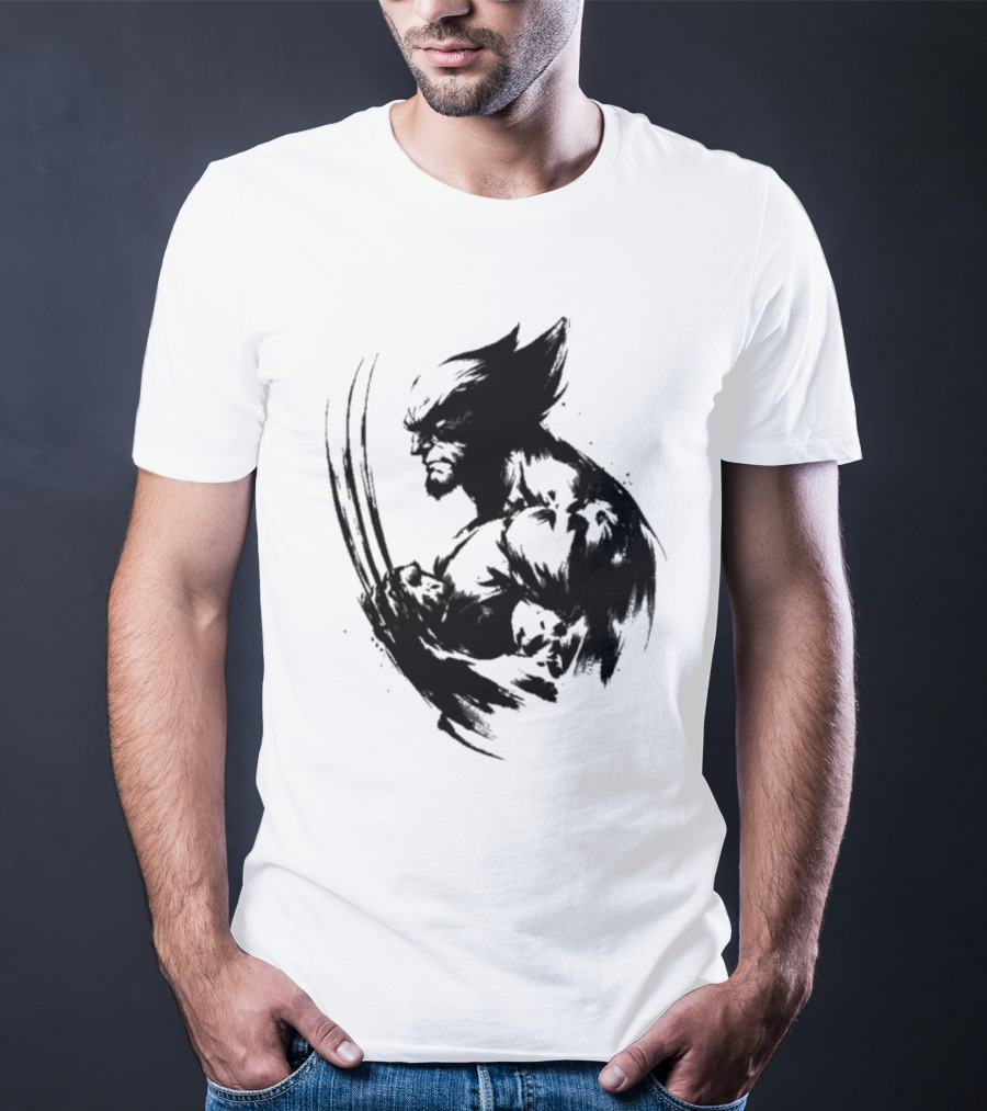 Mutant Inked Wolverine Claw Shadows Sketch T-Shirt