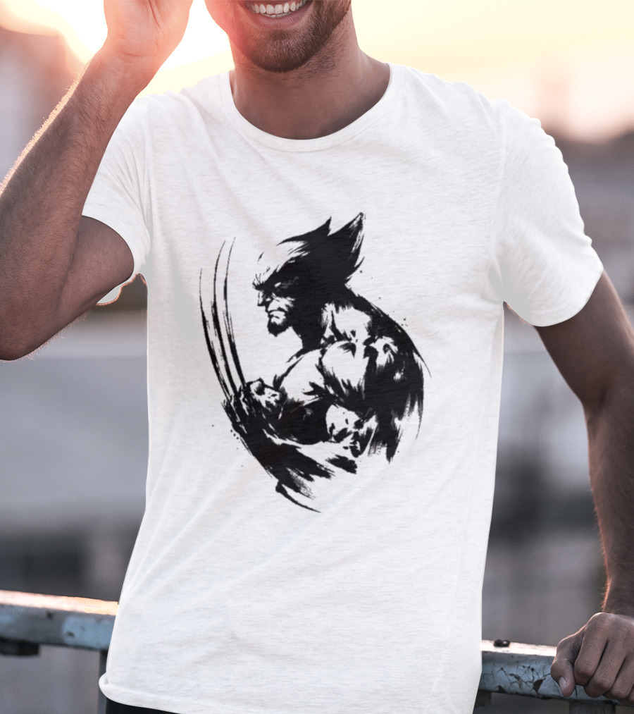 Mutant Inked Wolverine Claw Shadows Sketch T-Shirt