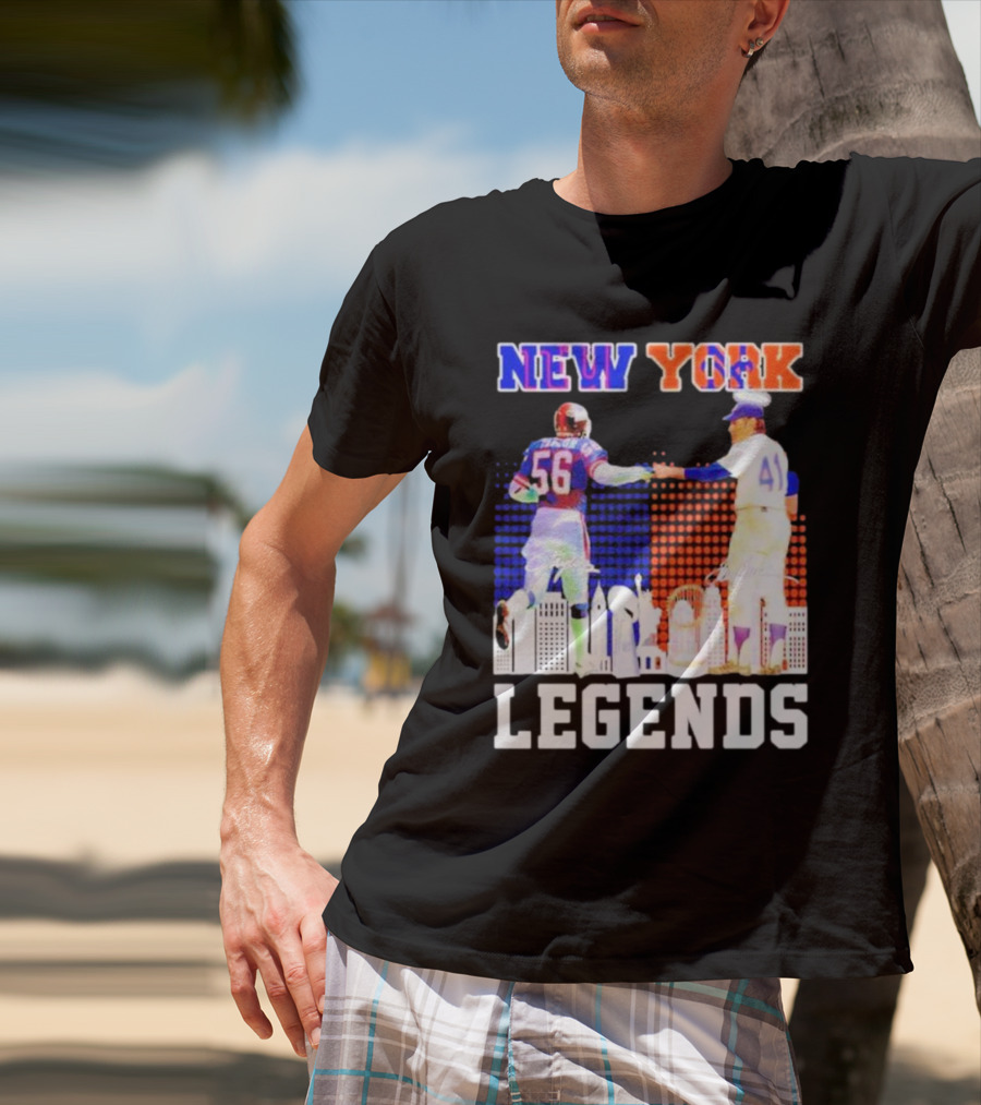 New York Lawrence Taylor Tom Seaver Legends Signatures T-Shirt