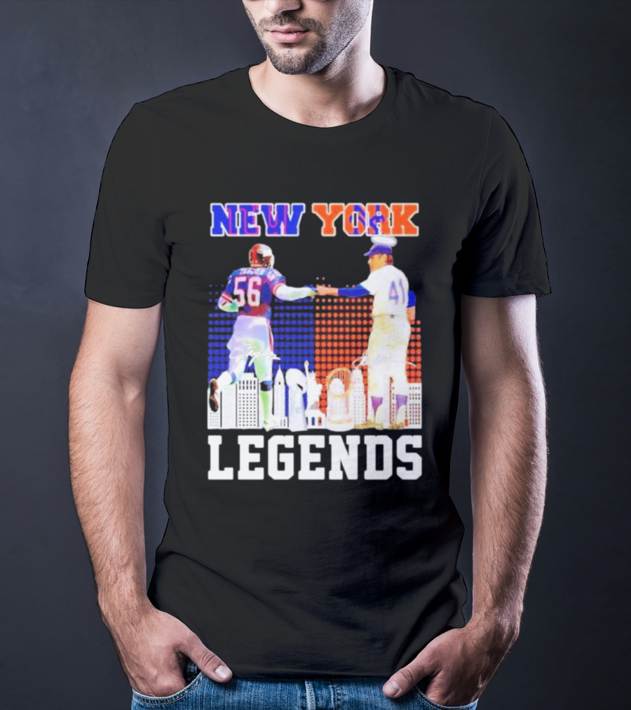 New York Lawrence Taylor Tom Seaver Legends Signatures T-Shirt