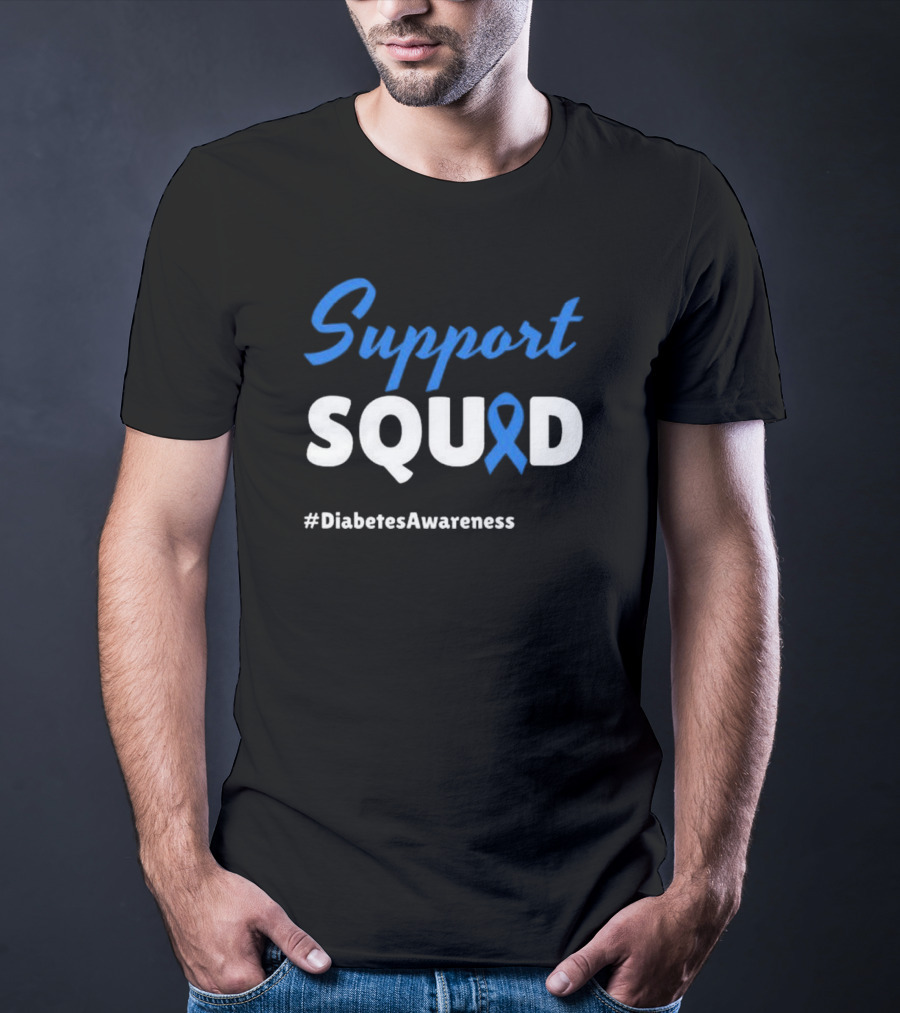 Support Squad Blue Ribbon #DiabetesAwareness T-Shirt