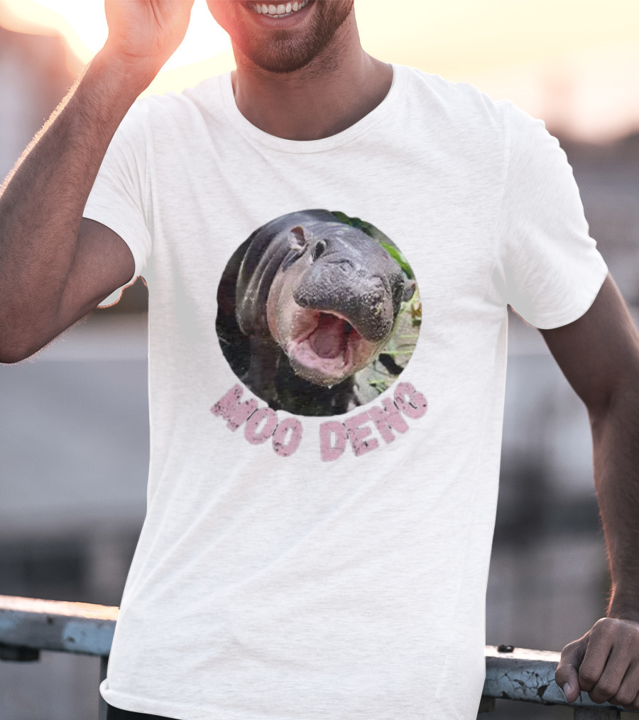 Moo Deng Cute Baby Hippo Picture Thai Bouncy Pig T-Shirt