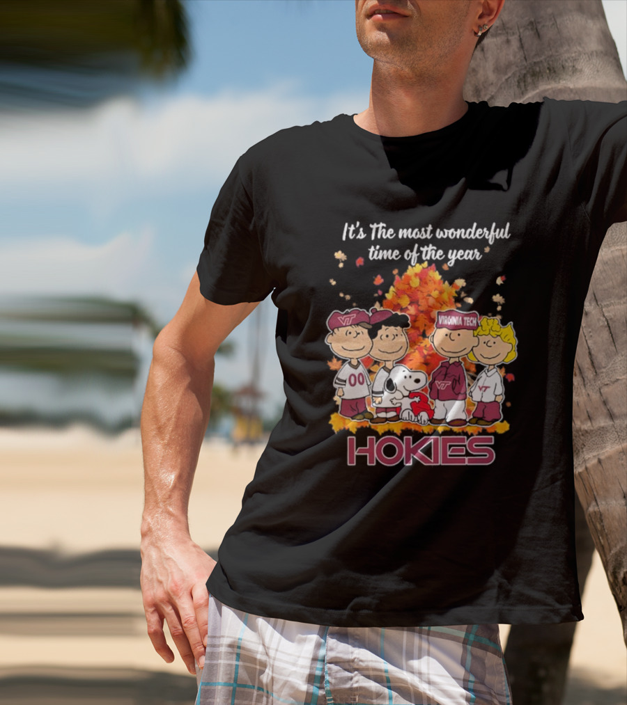 Snoopy Virginia Tech Hokies Peanuts Friends Wonderful Time Of The Year T-Shirt
