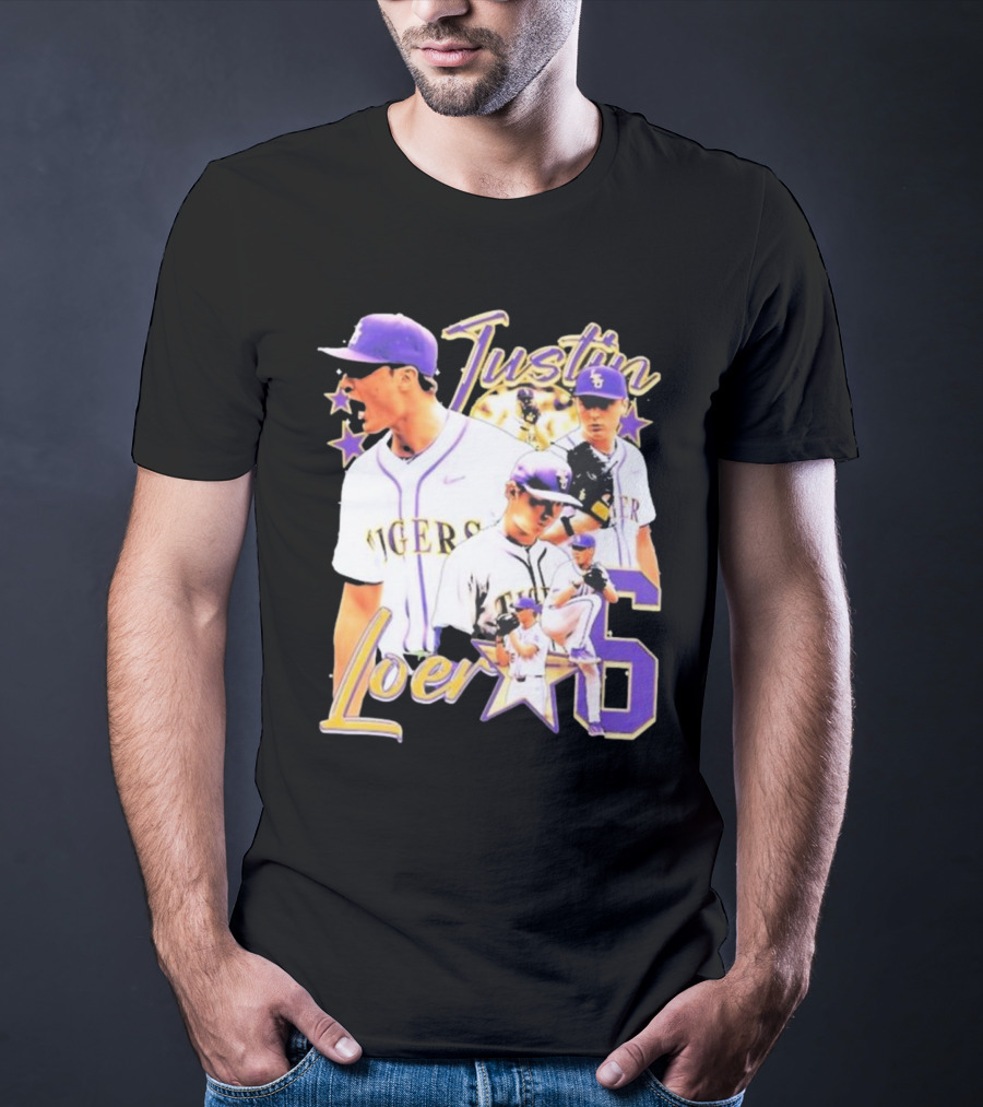 Justin Loer 6 LSU Tigers Baseball Pitcher Collage T-Shirt