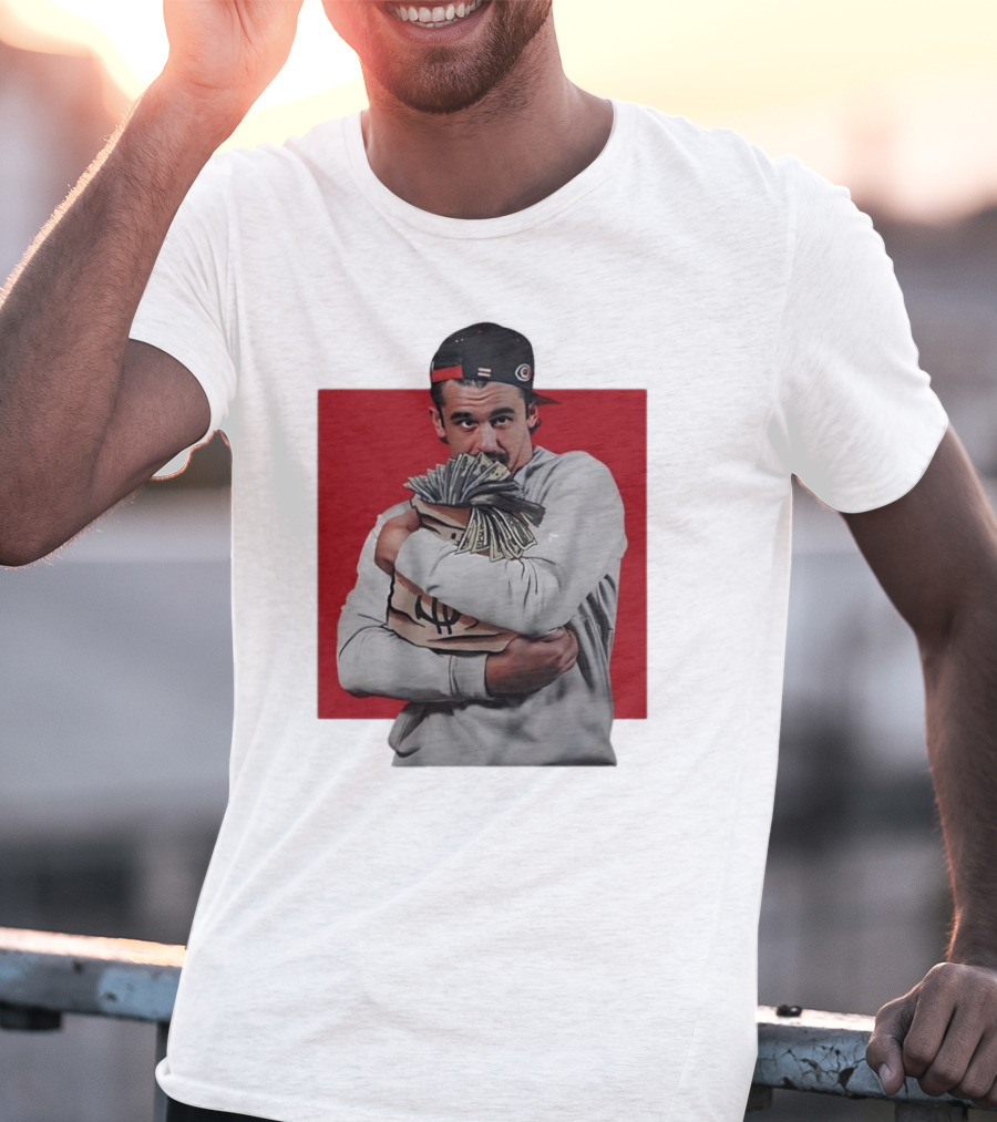 Seth Jarvis Holding Money Bag In Hockey Cap T-Shirt