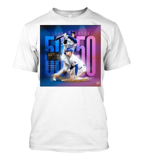 Shohei Ohtani 50/50 First Player MLB History 50 Home Runs And Steals Dodgers T-Shirt