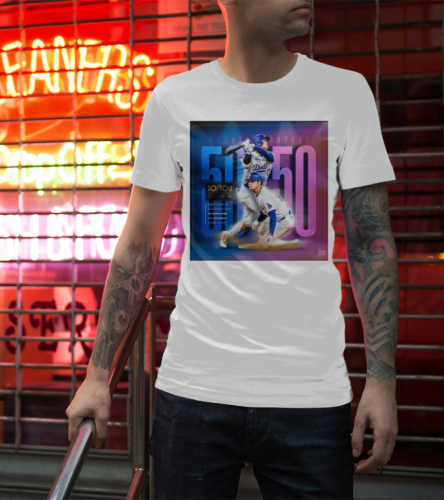 Shohei Ohtani 50/50 First Player MLB History 50 Home Runs And Steals Dodgers T-Shirt