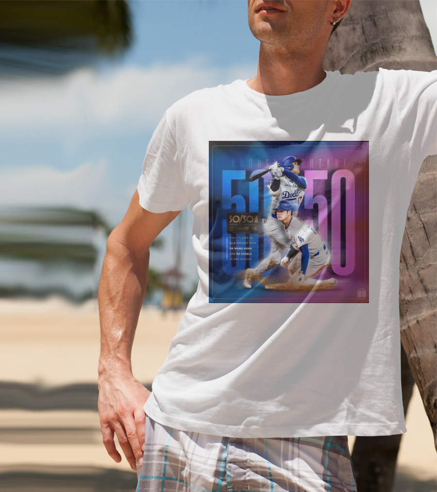 Shohei Ohtani 50/50 First Player MLB History 50 Home Runs And Steals Dodgers T-Shirt