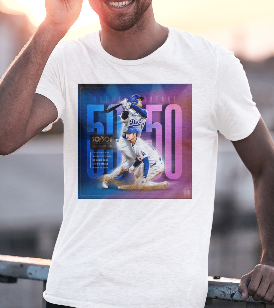 Shohei Ohtani 50/50 First Player MLB History 50 Home Runs And Steals Dodgers T-Shirt
