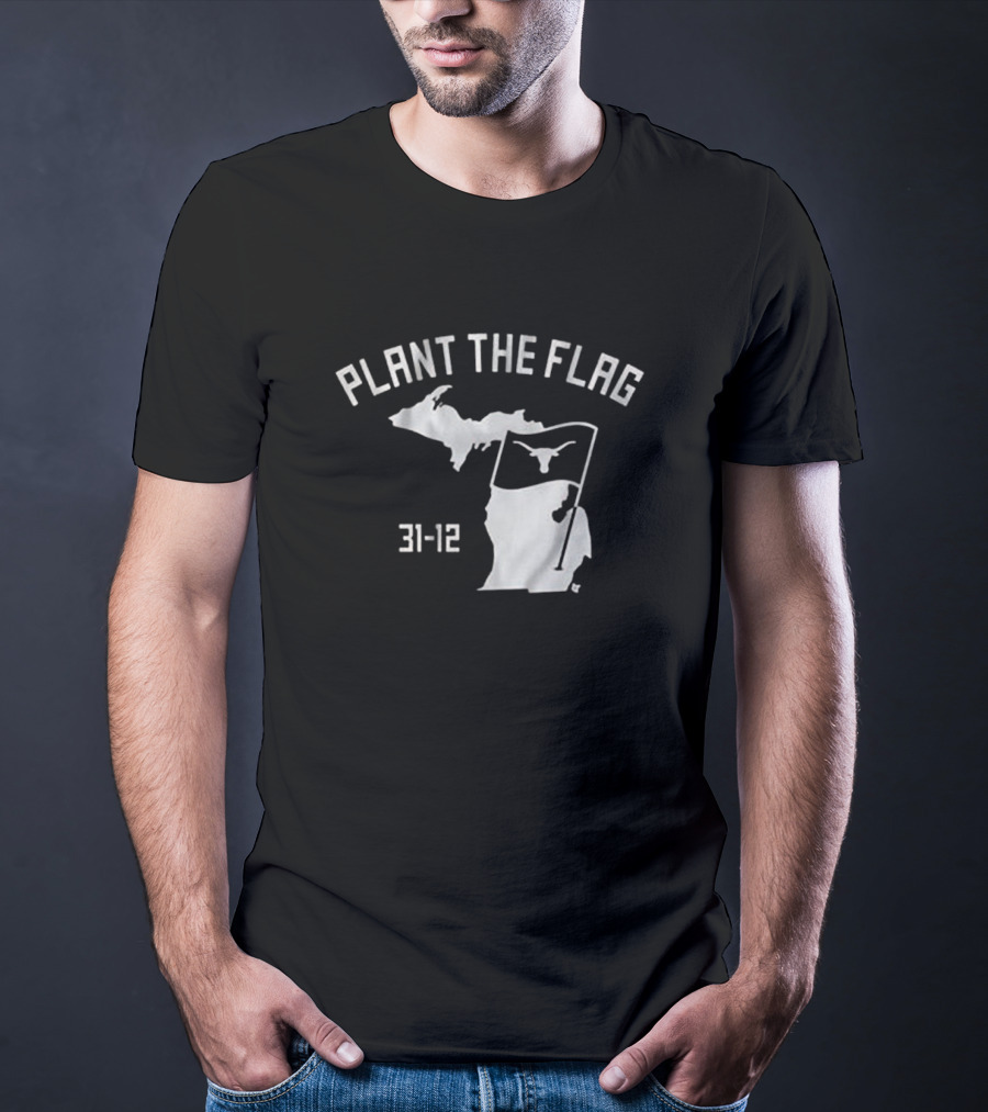 Plant The Flag 31-12 Texas Longhorns Outline T-Shirt