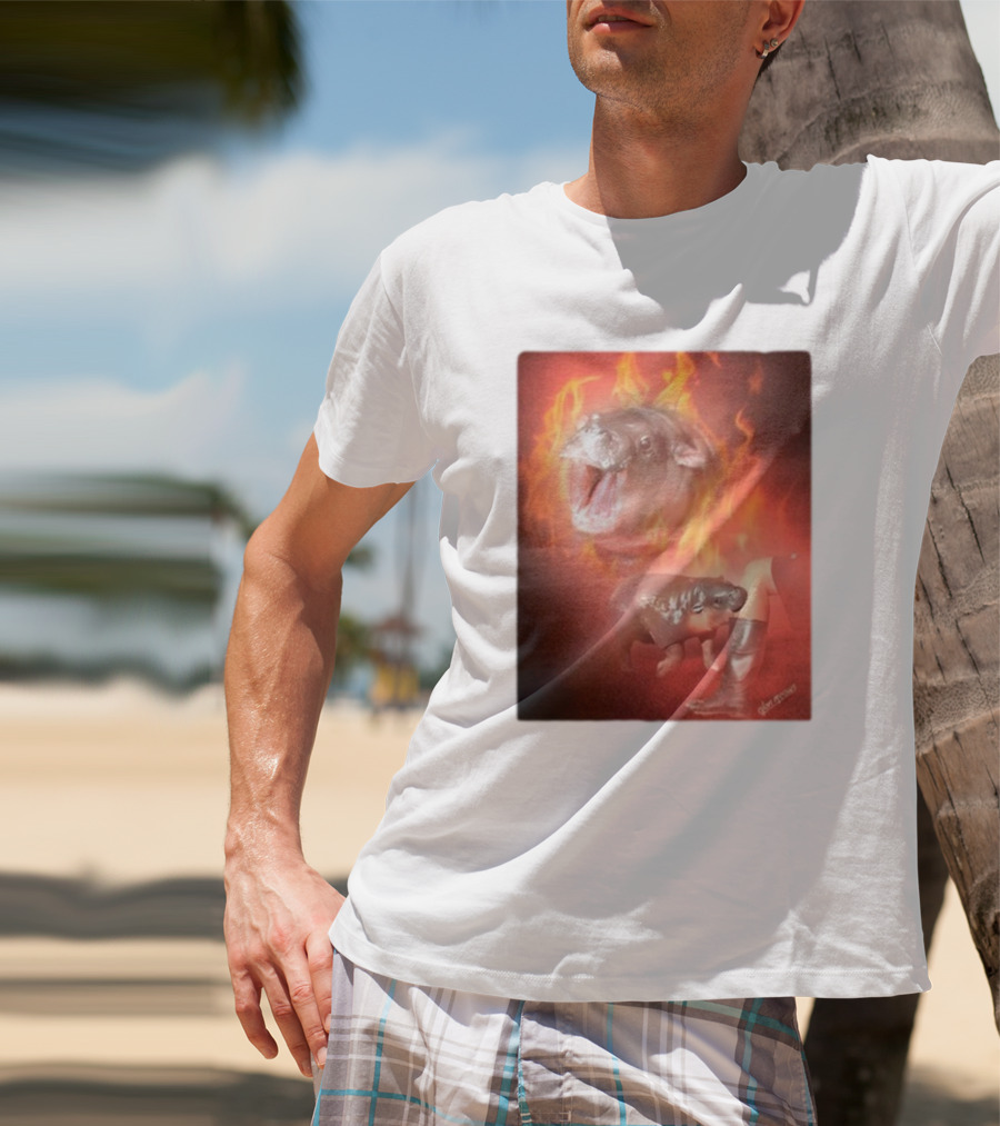 Twaniimals Moo Deng Mood Hippos On Fire T-Shirt