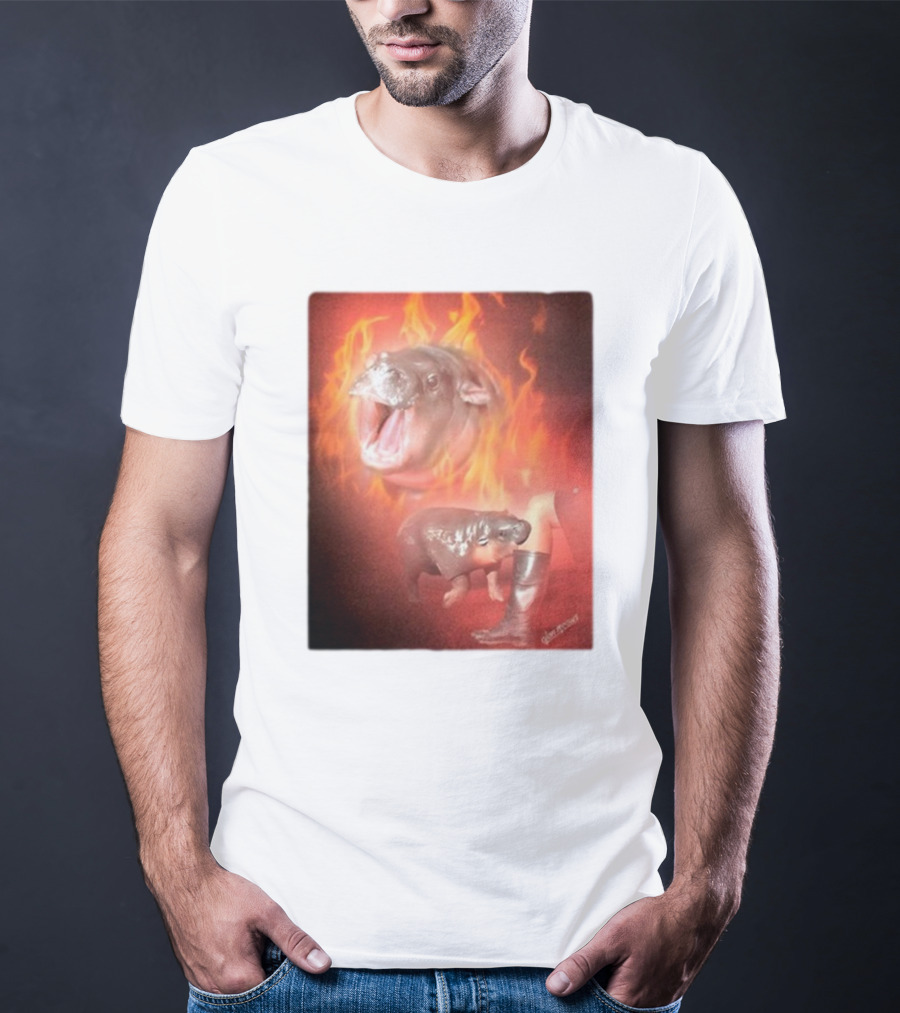 Twaniimals Moo Deng Mood Hippos On Fire T-Shirt