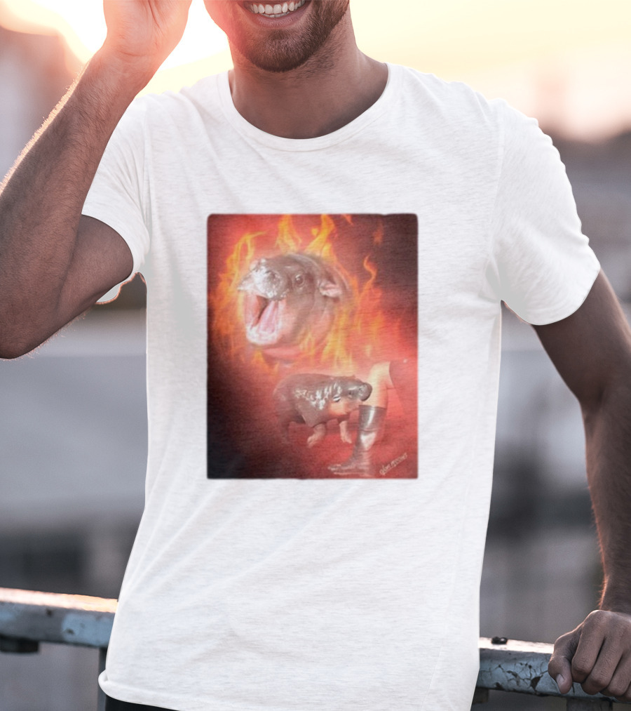 Twaniimals Moo Deng Mood Hippos On Fire T-Shirt