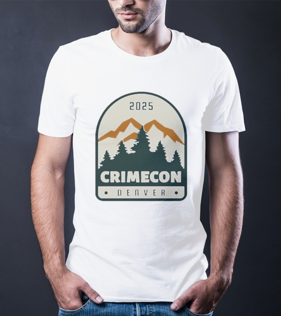 2025 Crimecon Denver Colorado Mountain Forest Badge T-Shirt