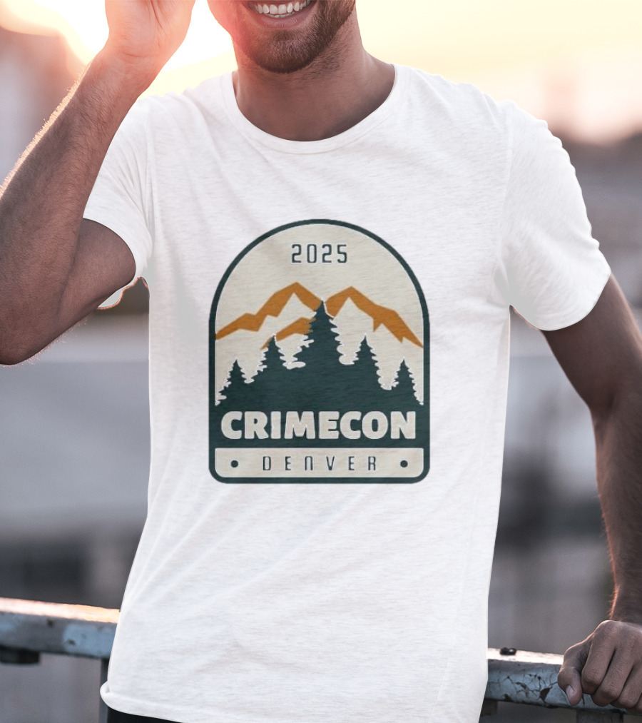 2025 Crimecon Denver Colorado Mountain Forest Badge T-Shirt