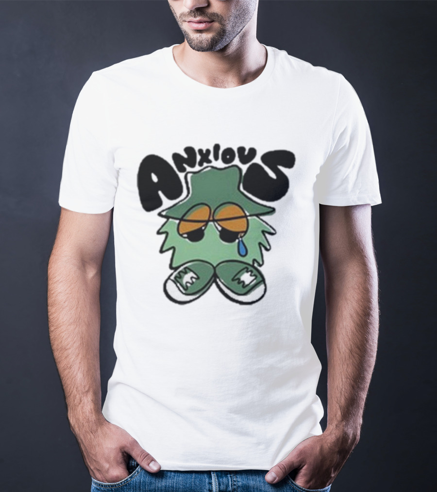 Anxious Fuzzball Green Teardrop Sneaker Character T-Shirt