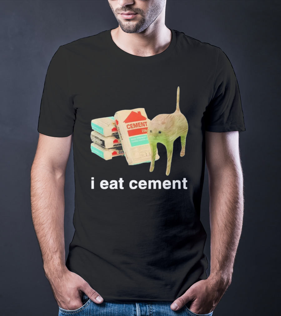 I Eat Cement Cursed Cat With Cement Bags T-Shirt