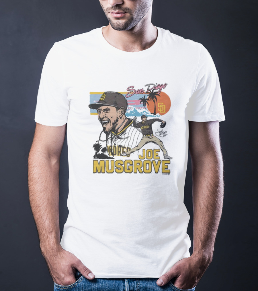 San Diego Padres Joe Musgrove MLB Homage Signature Painting T-Shirt