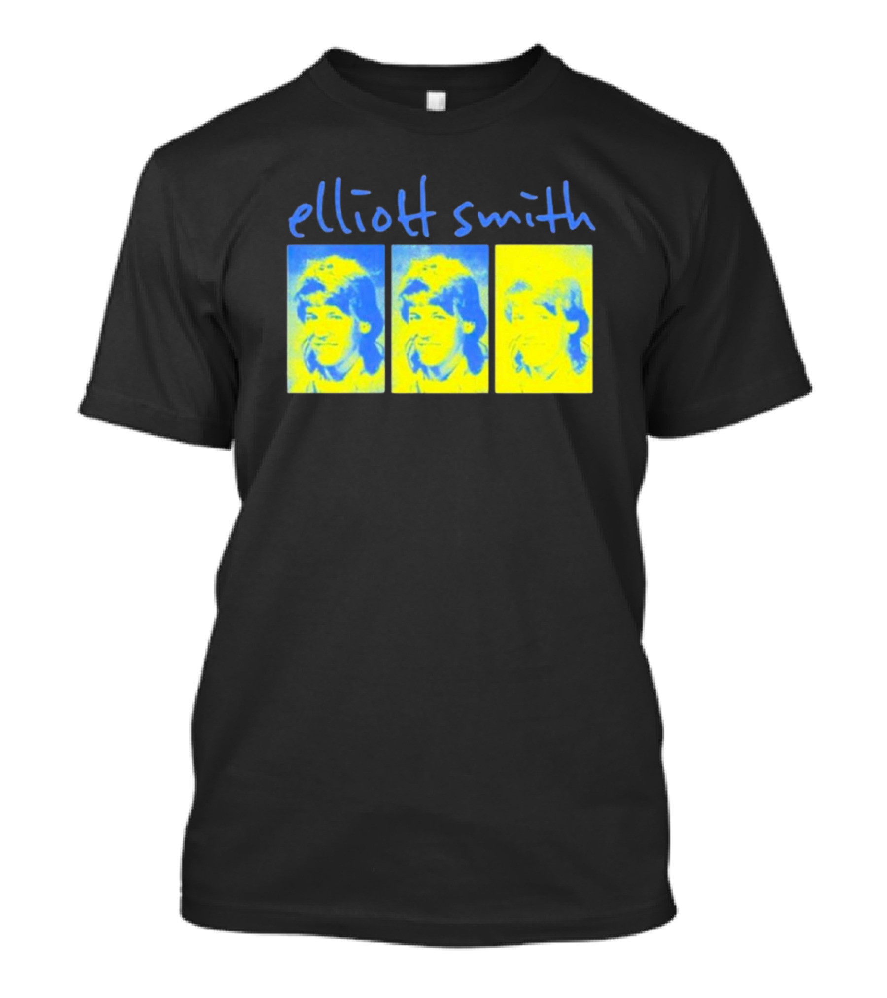 Elliott Smith Triple Portrait Blue Yellow Panels T-Shirt