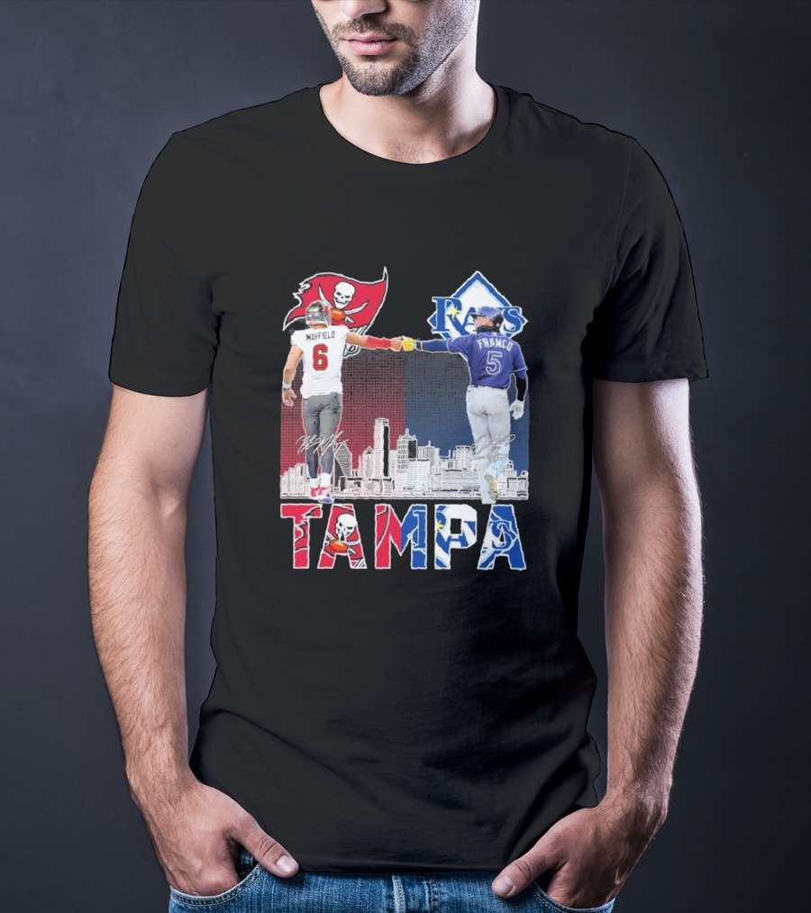 Mayfield 6 Buccaneers Franco 5 Rays Tampa City Collaboration T-Shirt