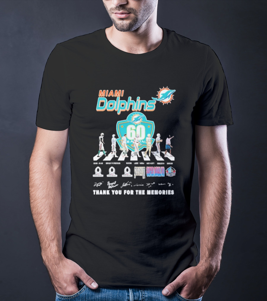 Miami Dolphins 60 Seasons Thank You For The Memories T-Shirt