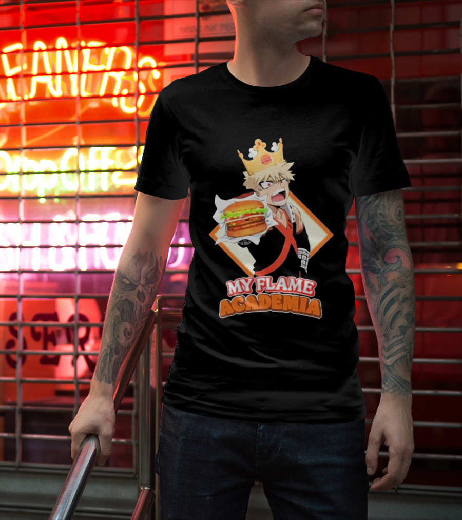 Bakugou Burger King My Flame Academia Jumbo Burger Crown Fusion T-Shirt