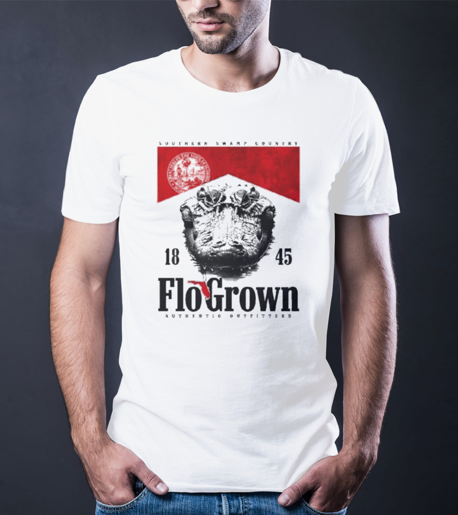 FloGrown Southern Swamp Country 1845 Authentic Outfitters With Florida Map T-Shirt