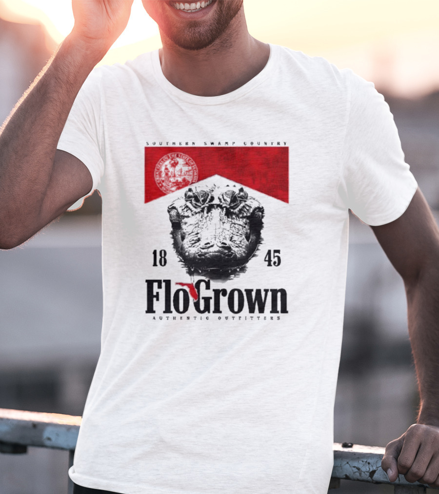 FloGrown Southern Swamp Country 1845 Authentic Outfitters With Florida Map T-Shirt