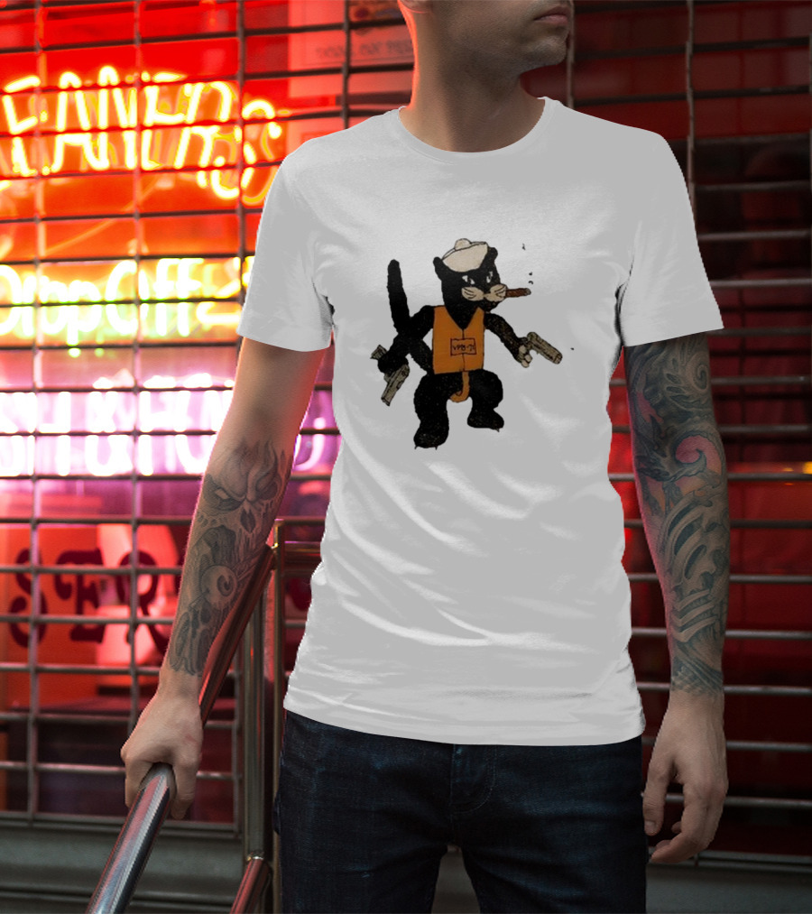 Dylan Cease's Cat Patrol Squadron VPB-71 Vintage Cartoon Panther With Guns And Cigar T-Shirt
