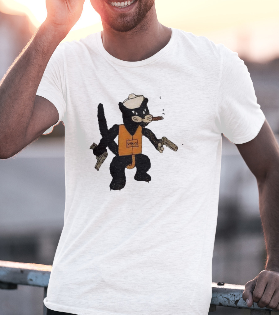 Dylan Cease's Cat Patrol Squadron VPB-71 Vintage Cartoon Panther With Guns And Cigar T-Shirt
