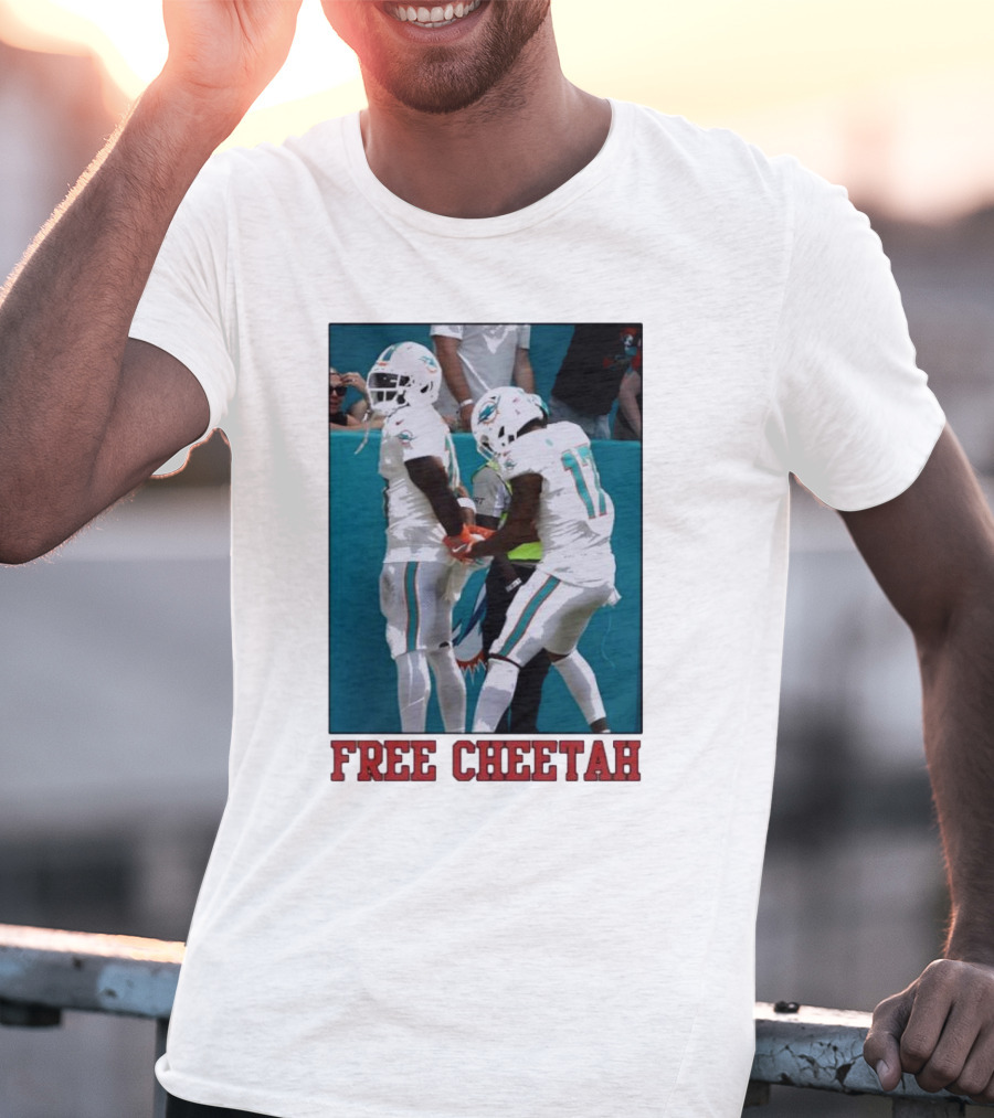 Free Cheetah Miami Dolphins Football Players T-Shirt