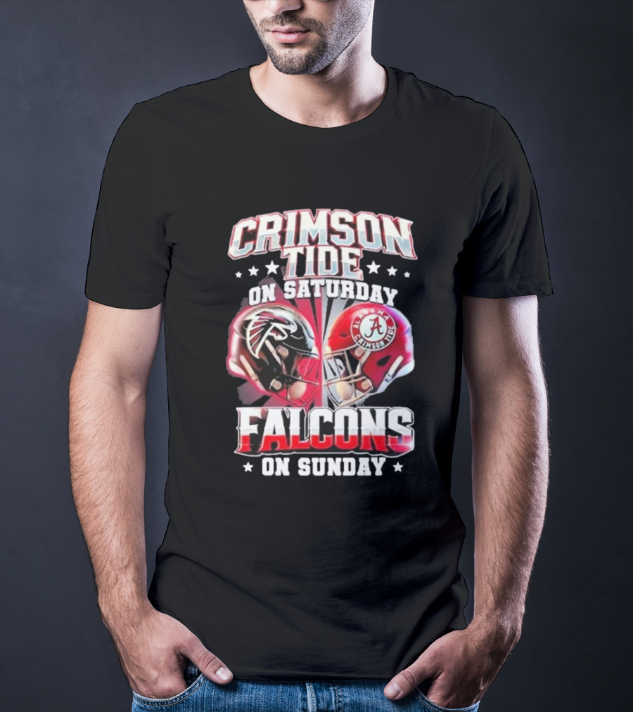 Crimson Tide On Saturday Falcons On Sunday Football Helmets T-Shirt