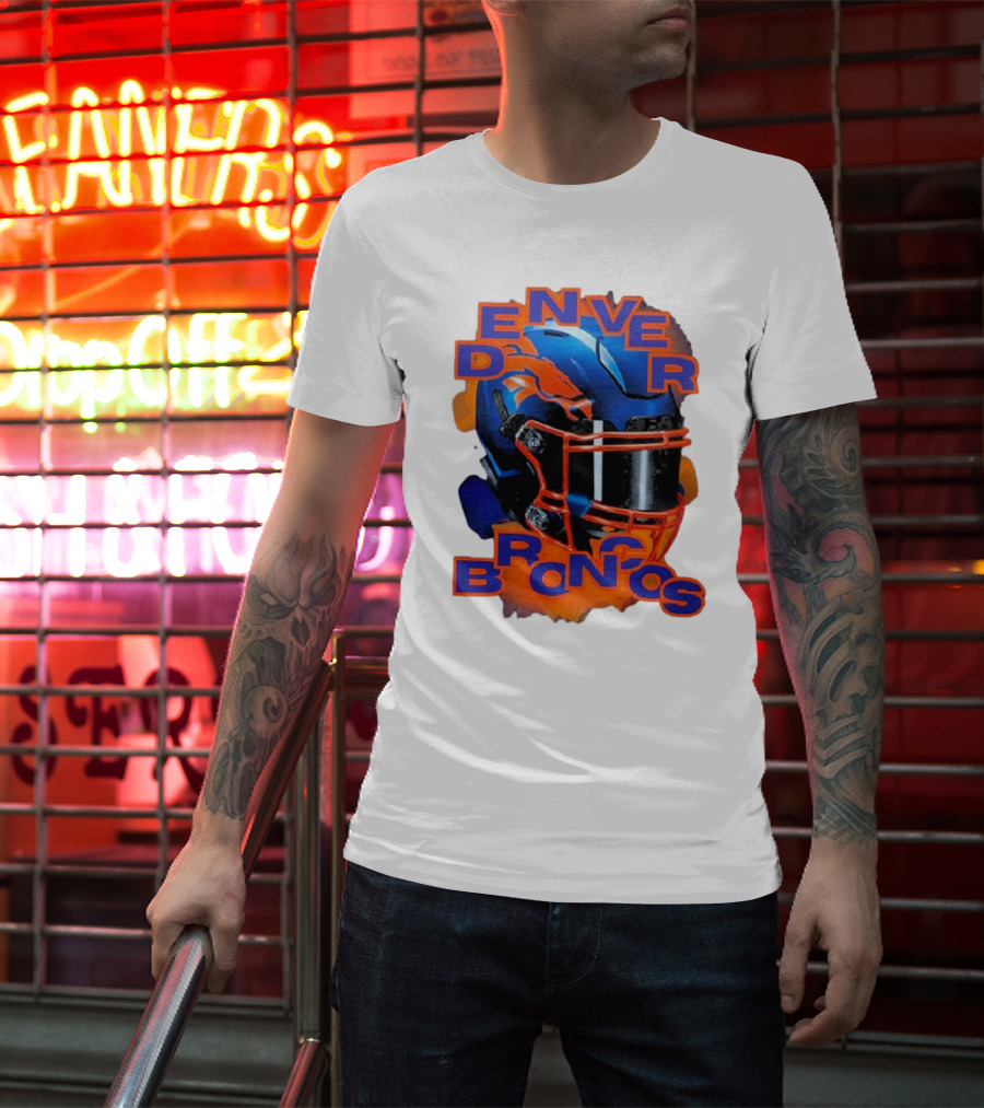 Denver Broncos Helmet Team Sports T-Shirt