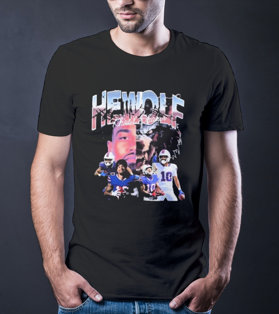 HeWolf Khalil Shakir Buffalo Bills NFL Players Wolf Fusion T-Shirt