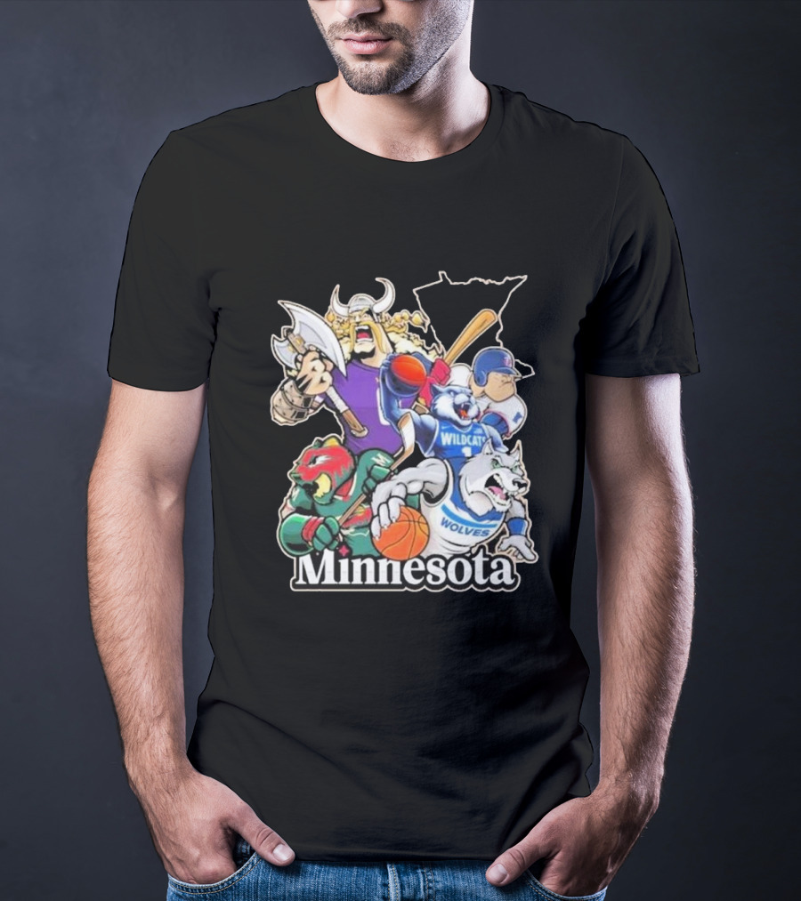 Minnesota Vikings Wildcat Wolves Sports Teams Mascots Vintage T-Shirt