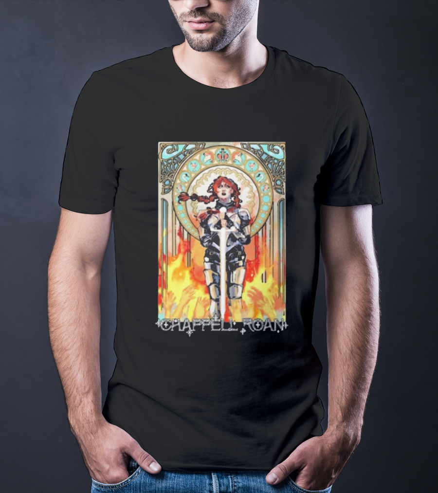 Chappell Roan Knight Armor Flame Background T-Shirt