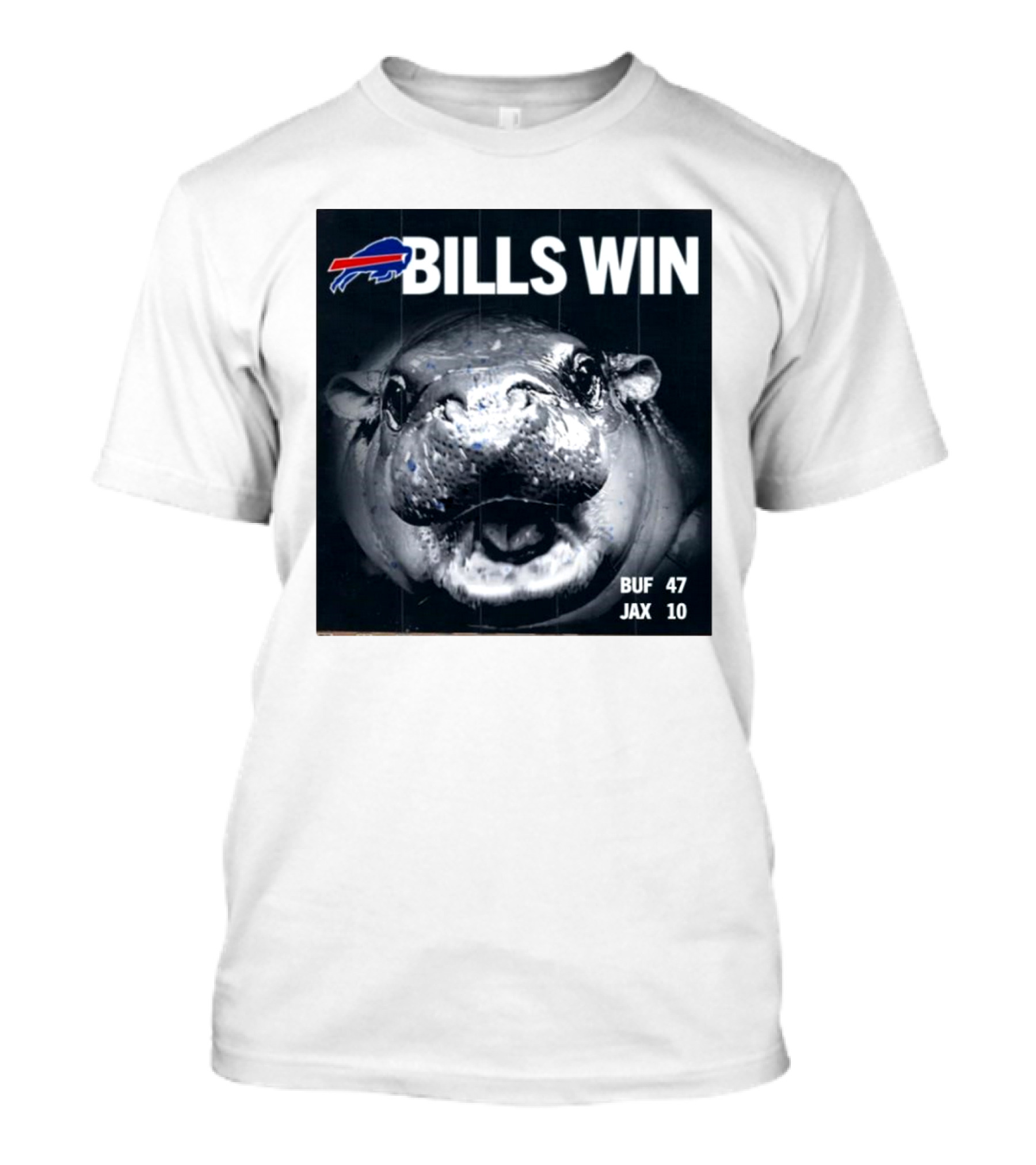 BILLS WIN Buffalo Bills Mafia GoBills Moodeng BUF 47 JAX 10 T-Shirt