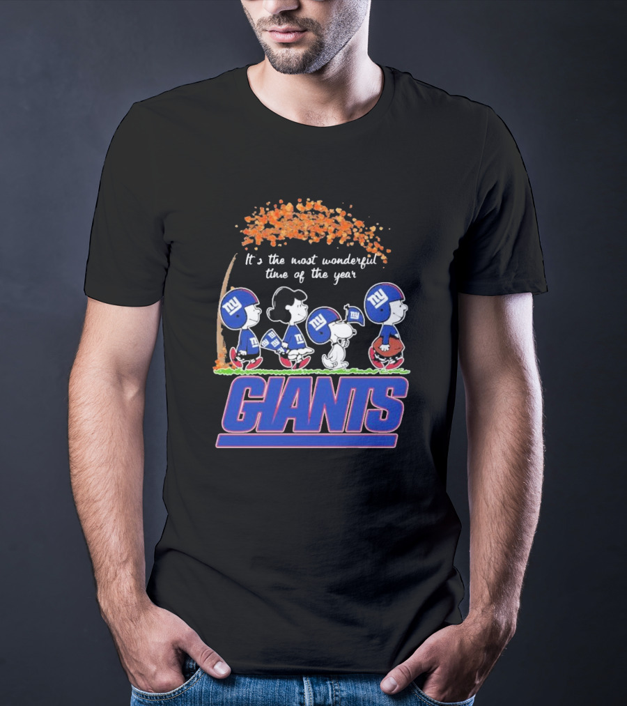 Peanuts Characters New York Giants Most Wonderful Time Of The Year Giants T-Shirt