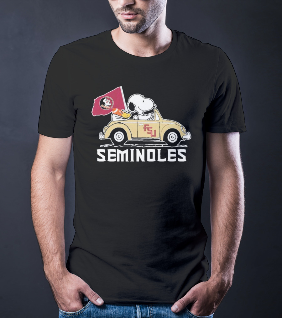 Peanuts Snoopy And Woodstock Florida State Seminoles FSU Car Seminoles T-Shirt