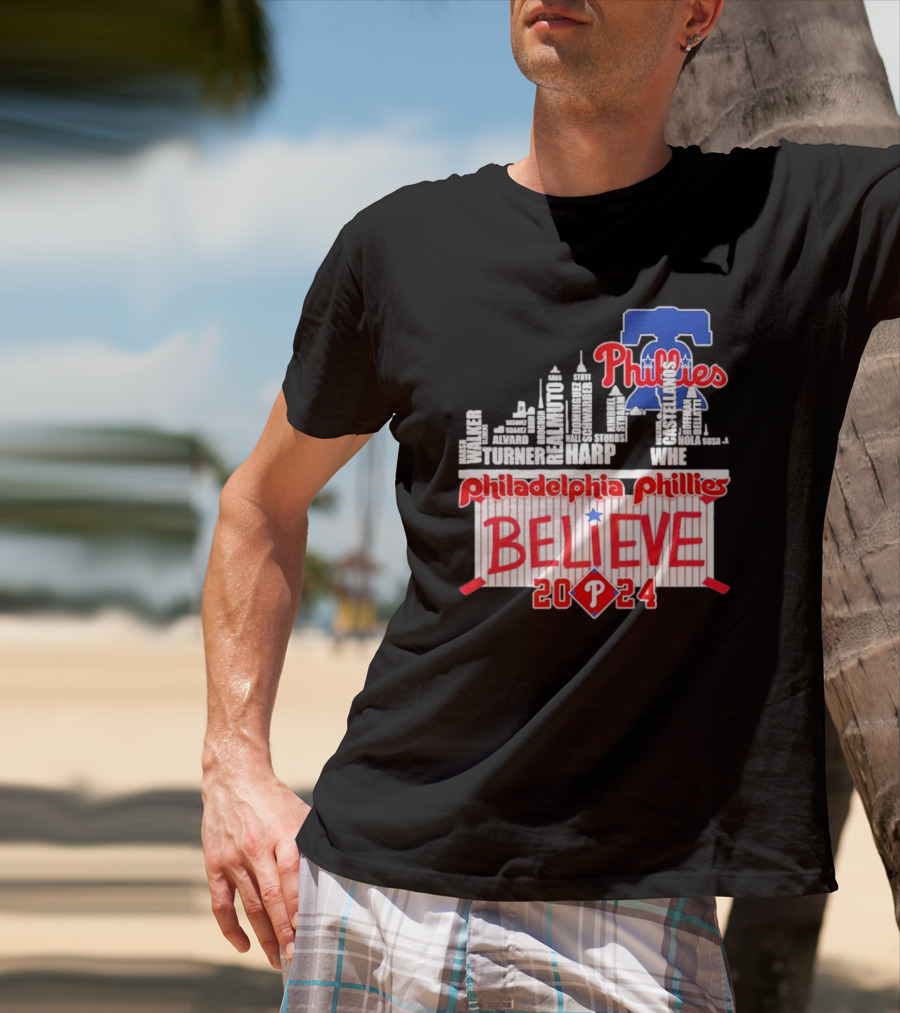 Philadelphia Phillies Believe Skyline Players Names October T-Shirt