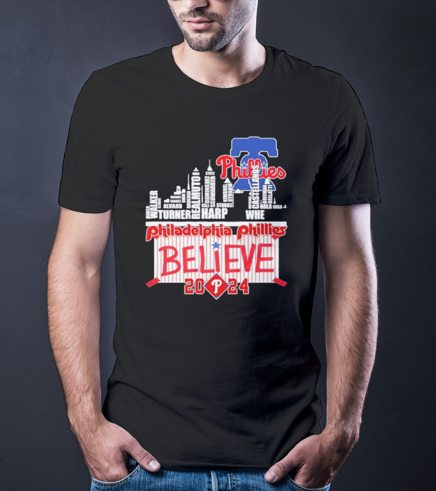 Philadelphia Phillies Believe Skyline Players Names October T-Shirt