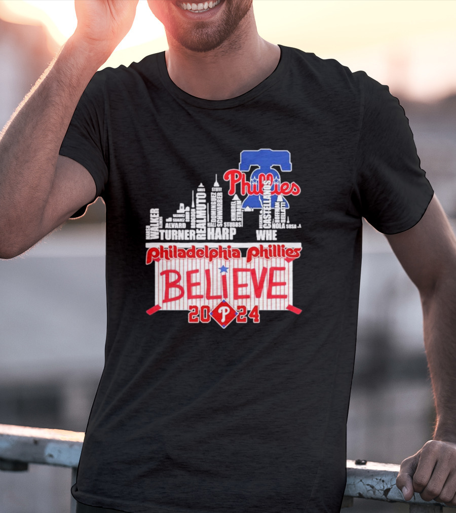 Philadelphia Phillies Believe Skyline Players Names October T-Shirt