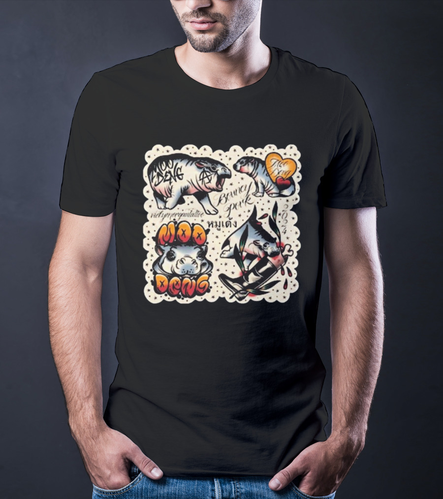 Vicky Morgan Tattoo Art Moo Deng Bouncy Pork T-Shirt