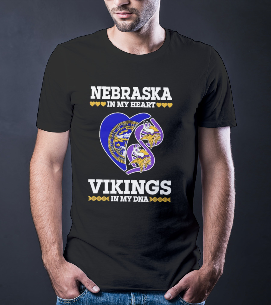Nebraska In My Heart Vikings In My DNA State Seal Vikings T-Shirt