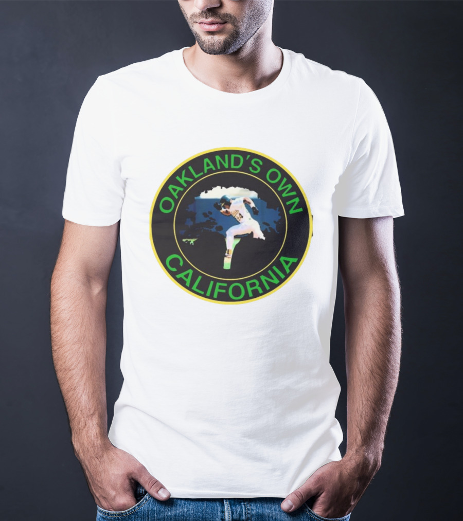 Oakland’s Own California Baseball Player Icon In Green And Yellow Circle T-Shirt
