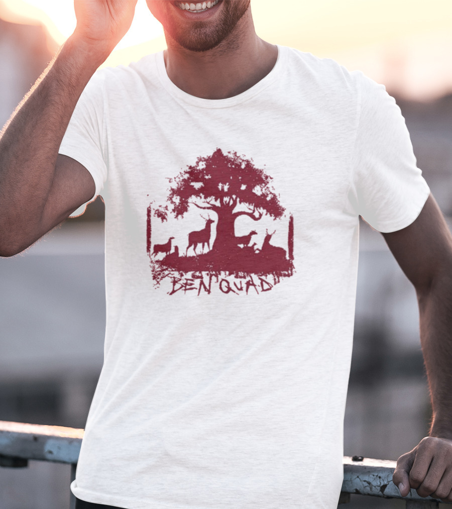 Ben Quad Deer Under Red Tree Natural Pure Noise T-Shirt