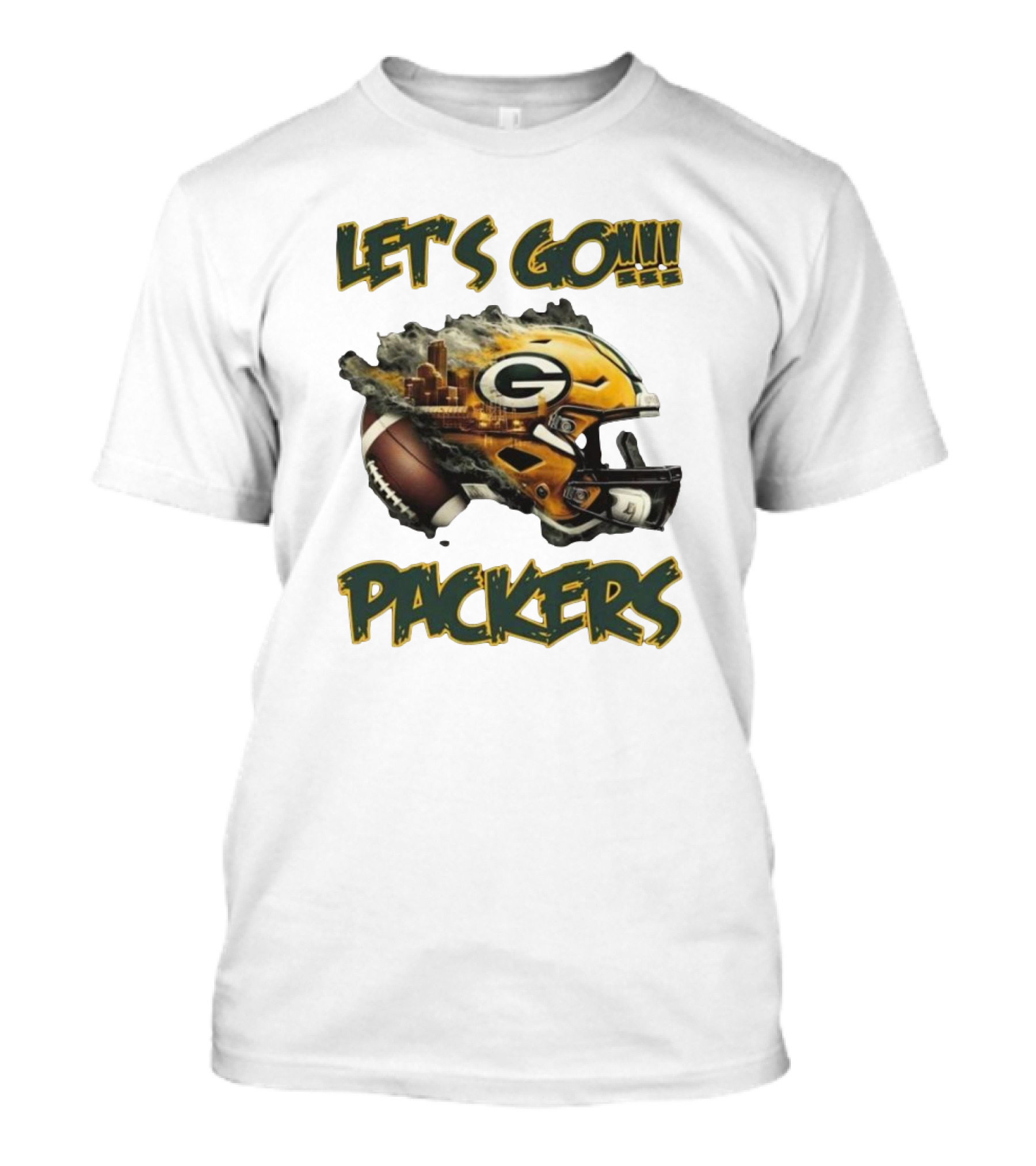 Let’s Go Packers Helmet Green Bay Football Match T-Shirt