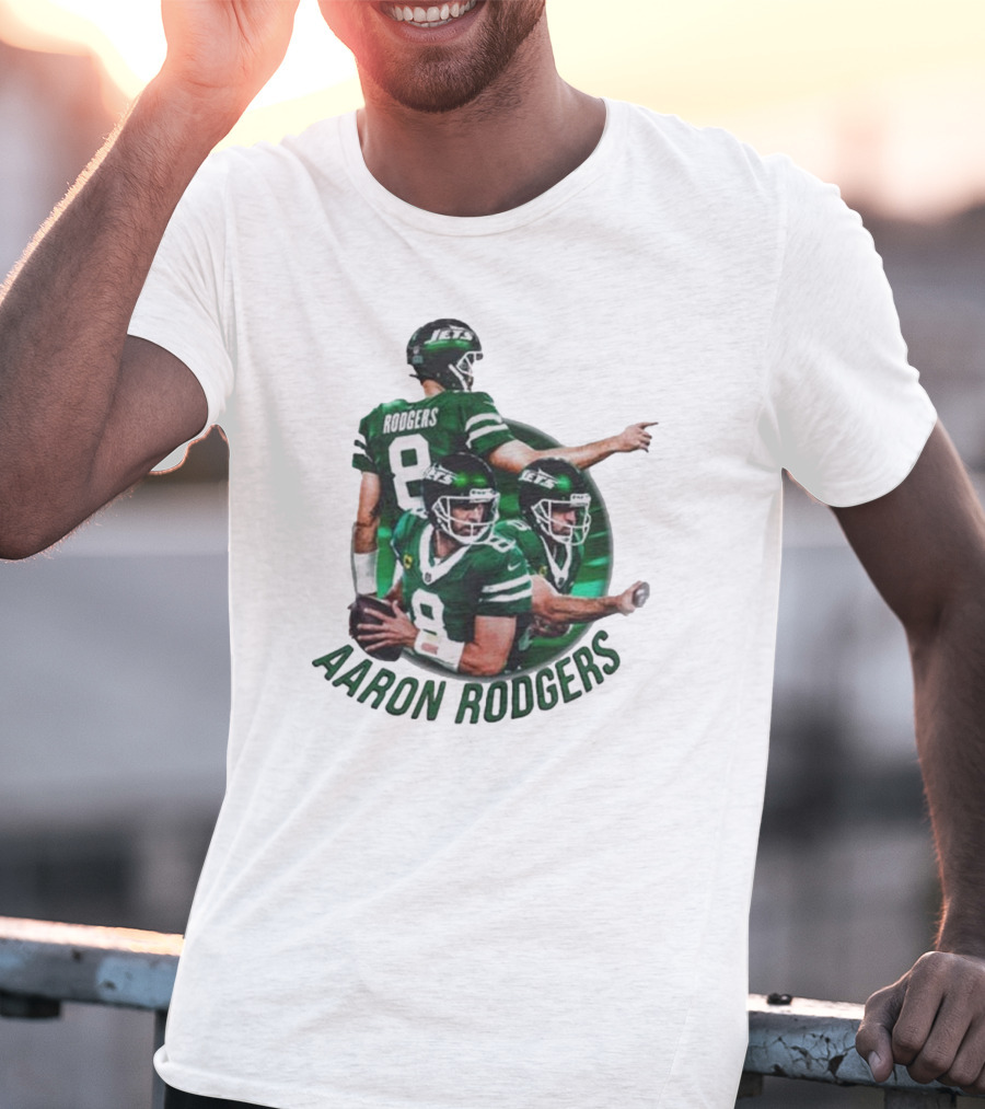 Aaron Rodgers New York Jets NFL Quarterback Number 8 T-Shirt