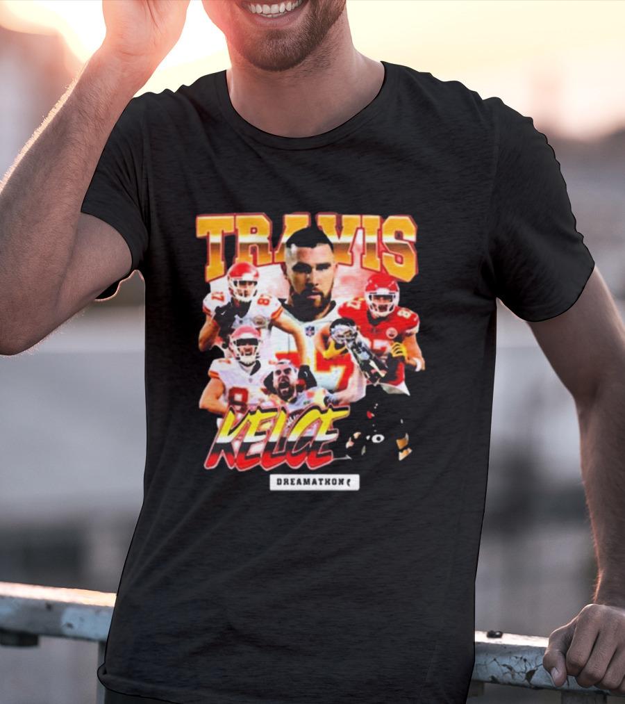 Travis Kelce Kansas City Chiefs Dreamathon Football Player Collage T-Shirt